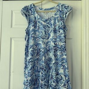 Blue and White Patterned Women's Dress